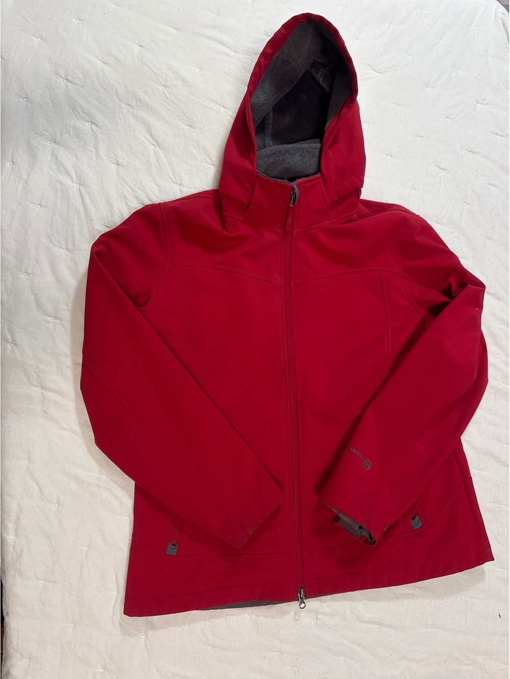Free Country Ladies Large Red Fleece Jacket with Hood